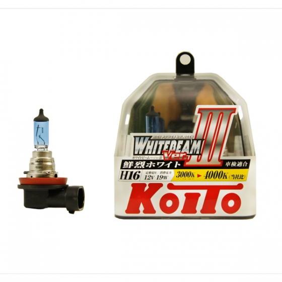 Лампа высокотемпературная Koito Whitebeam H16 12V 19W 4000K белый цвет, 2 шт.