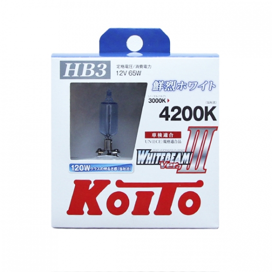 Лампа высокотемпературная Koito Whitebeam 9005 (HB3) 12V 65W (120W) 4200K белый цвет, 2 шт.