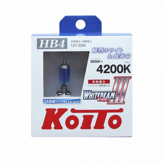Лампа высокотемпературная Koito Whitebeam 9006 (HB4) 12V 55W (110W) 4200K белый цвет, 2 шт.
