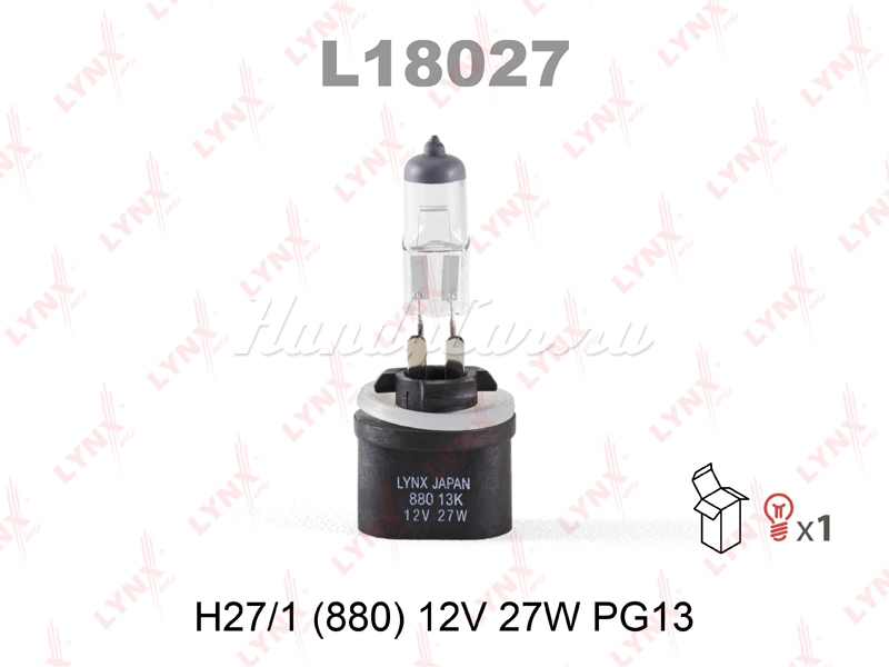Лампа противотуманной фары H27W/1 (880) 12V 27W белый цвет, 1 шт. 